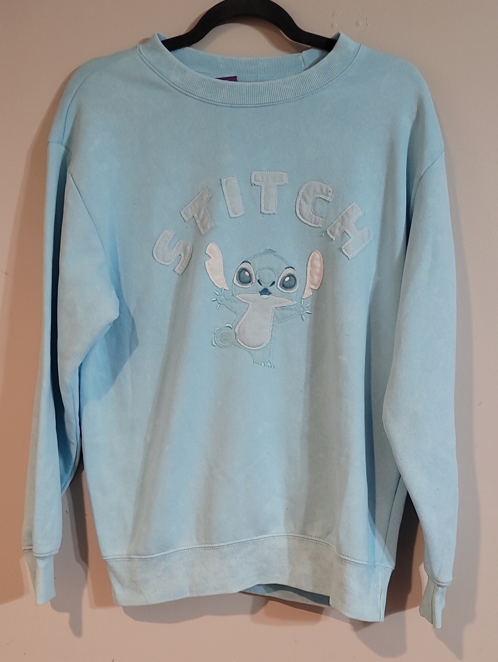 Disney Light Blue Stitch Crewneck with Purple Tag